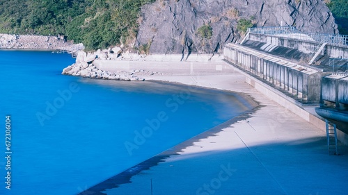 Aerial view of the Plover Cove Reservoir, located within Plover Cove Country Park, Hong Kong © Wirestock