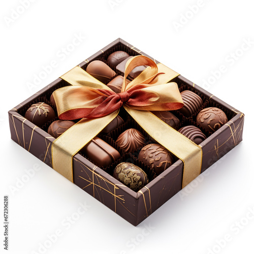 chocolate gift box isolated on white background, AI Generative. © Miry Haval