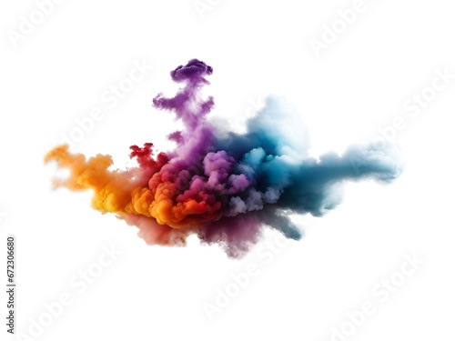 Generative AI illustration of magenta and pink fluffy pastel ink smoke cloud against png background