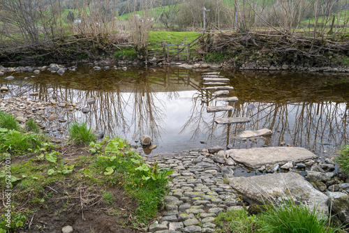 Stepping stones over the River Dee in Dent