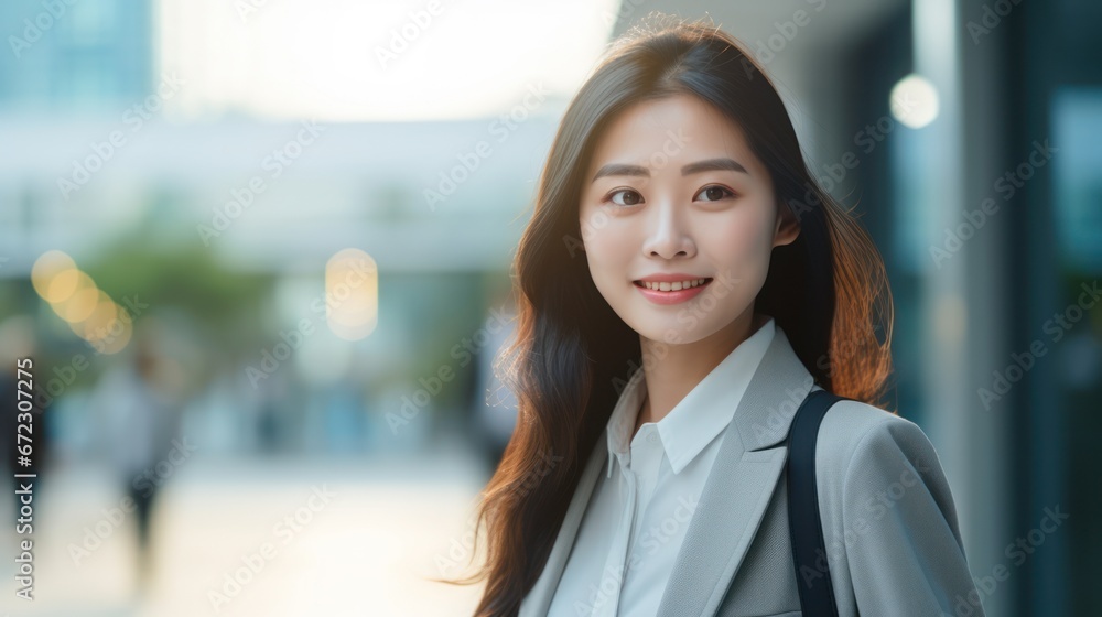 Confident asian businesswoman at city, Beautiful businesswoman for building background Confident asian businesswoman at city, Beautiful businesswoman for building background