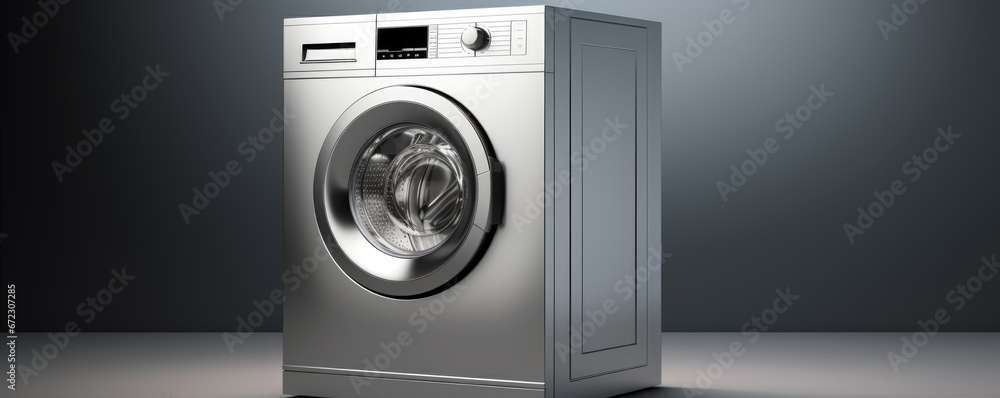 Modern washing machine in gray background. copy space for text. Modern washing machine in gray background. copy space for text.