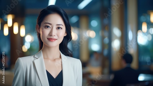 Confident asian businesswoman at city  Beautiful businesswoman for building background