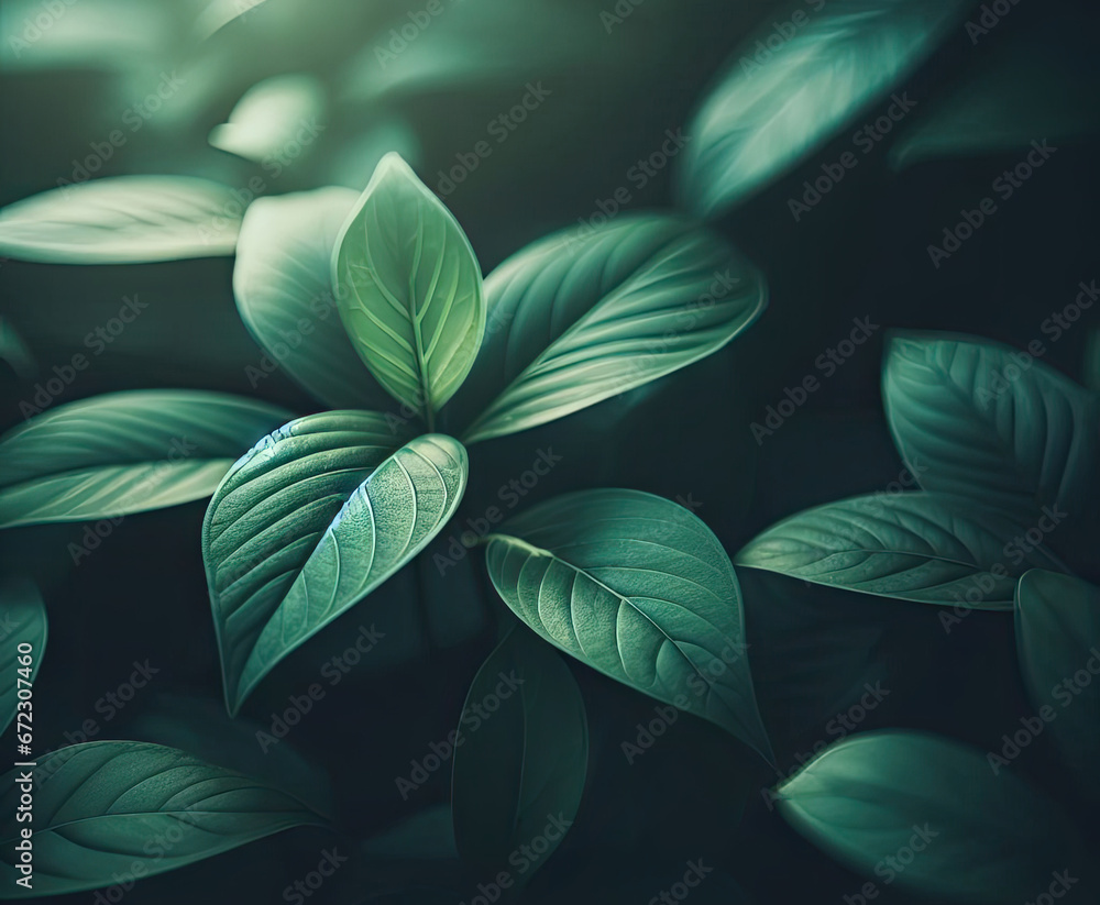 Fototapeta premium Group background of green leaves. Concept of nature. Green tropical leaves. Background and texture.