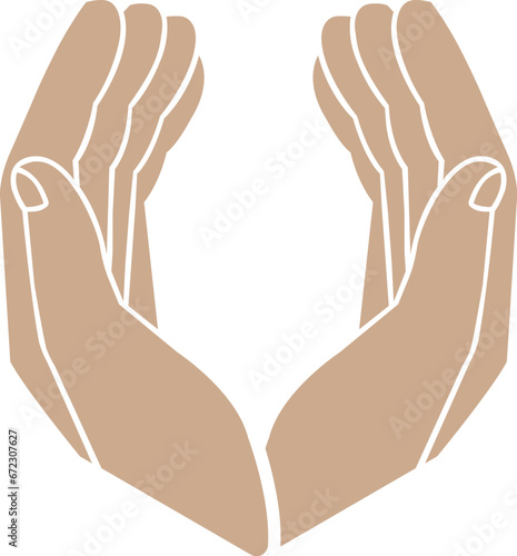 Muslim praying hands line icon in white and brown colors. Muslim praying hands flat vector icon from Muslim praying hands collection for web, mobile apps and ui.