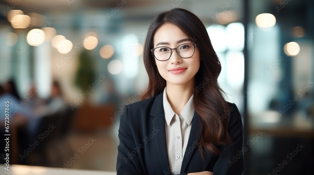 Smiling asian businesswoman at modern office Smiling asian businesswoman at modern office