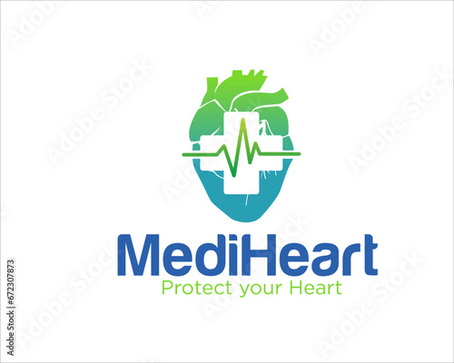 cross and cardiovascular hearth logo designs for medical and consult service logo