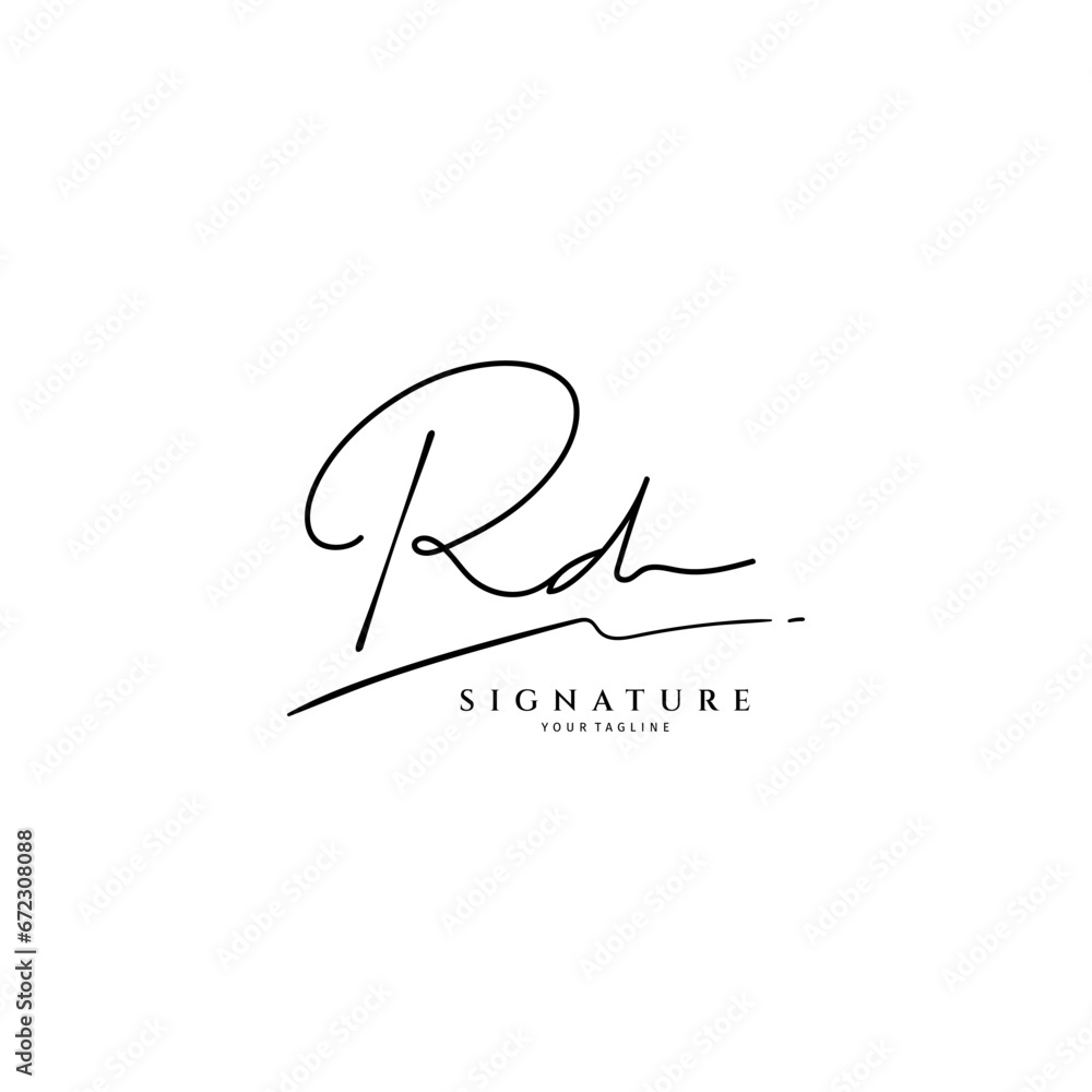 Handwritten RD letter logo. Simple signature vector Handwritten RD letter logo. Simple signature vector