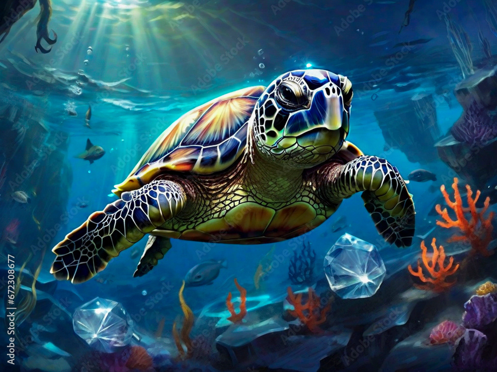 Obraz premium sea turtle swimming in the sea