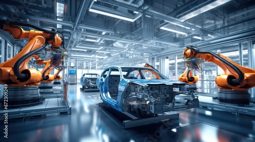 Industrial of automatic robot arm car assembly production, Robotic arm car manufacturing © ETAJOE