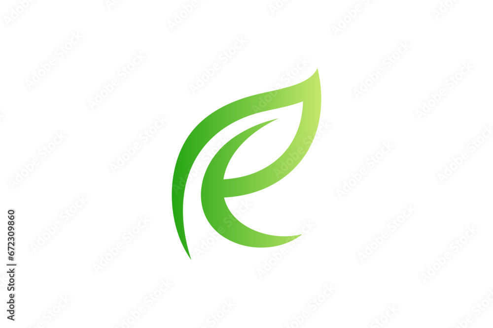 letter R and leaf green gradient color logo design letter R and leaf green gradient color logo design