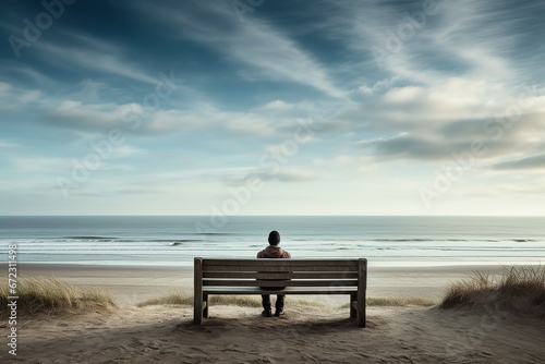 sitting on a bench on the beach © BetterPhoto