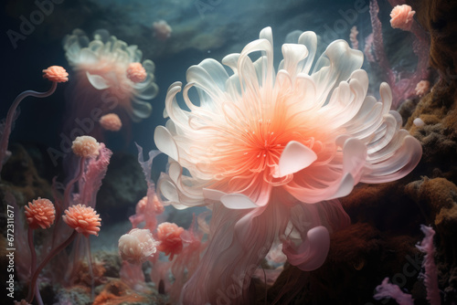 underwater scene of coral reef