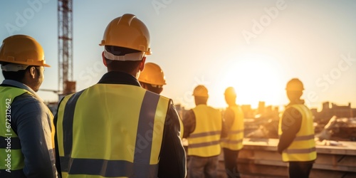Group of construction worker at building construction site