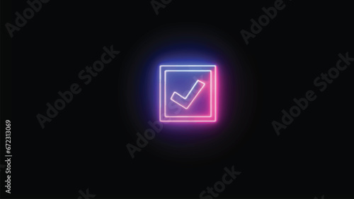 With a dark background and neon light icon. Illustrative 3D rendering.