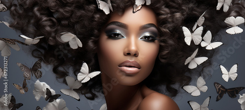 model African American woman in national clothes 