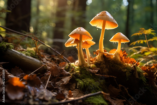 Wild mushrooms in the woods, wood mushrooms, forest mushrooms, forest plants, organism photo