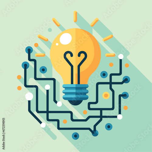 Lightbulb Connected to Circuit Board Vector Design