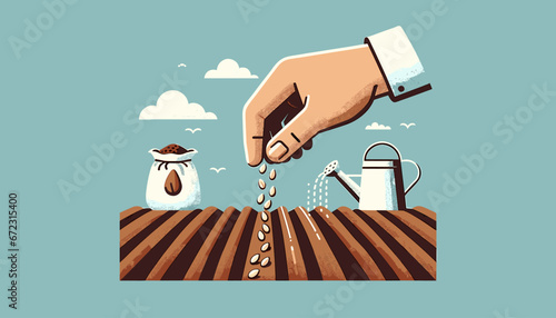 Hand Planting Seeds Vector Design