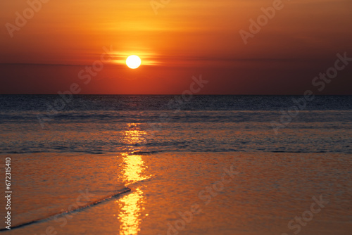 Sunset on the ocean  Bali island