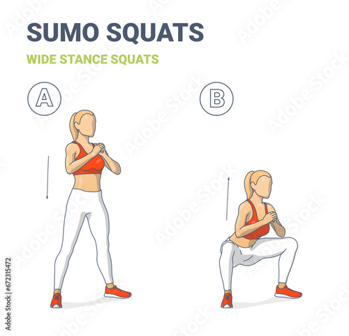 Sumo Squats Exercise Female Guidance