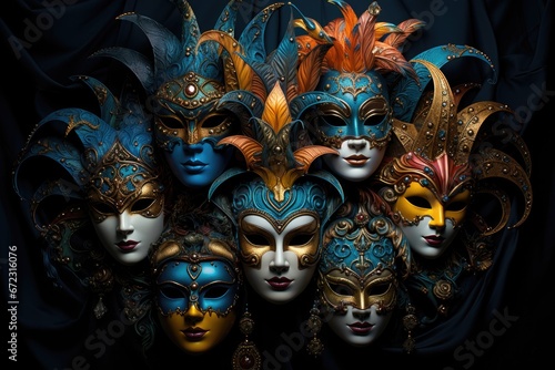 An exquisite collection of elaborate and mysterious Mardi Gras masks 