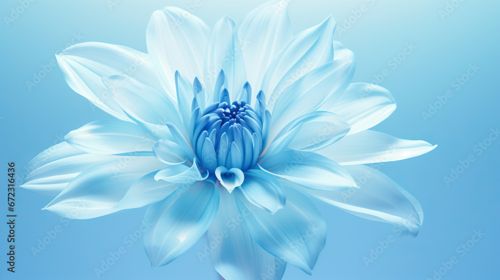 a blue flower with white petals on a blue and white background. generative ai a blue flower with white petals on a blue and white background. generative ai
