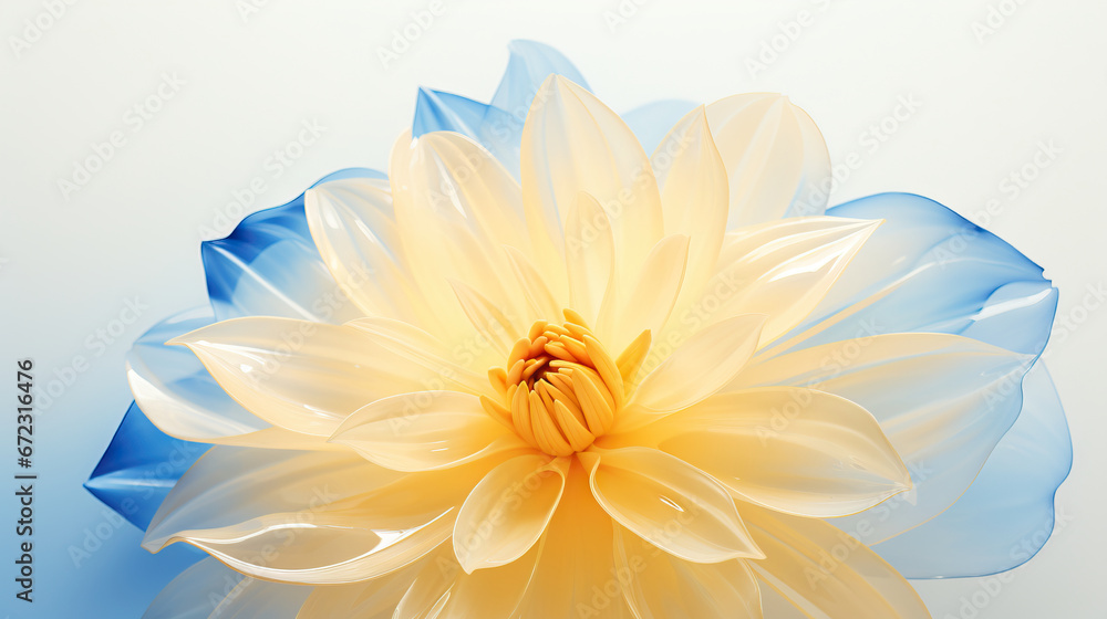 a yellow and blue flower with a white center on a blue background. generative ai a yellow and blue flower with a white center on a blue background. generative ai
