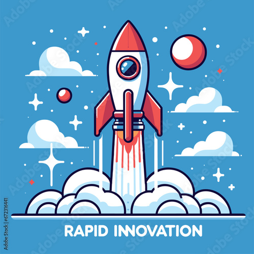 Rocket Ship Blast-off Vector Illustration