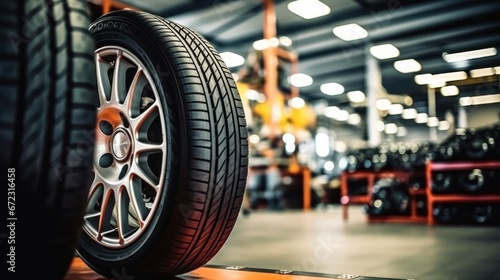 Car tires at car tires service shop