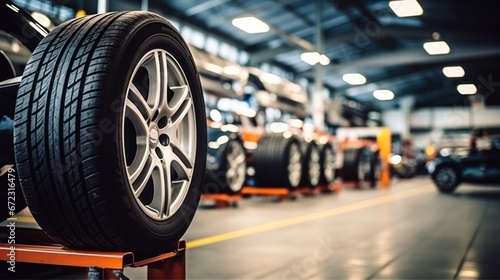 Car tires at car tires service shop