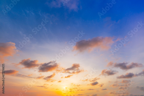 Fototapeta Naklejka Na Ścianę i Meble -  Morning and evening clouds and sky background,Orange Sky in the Evening,Dramatic and Wonderful Cloud on Twilight,Majestic Dark Blue Sky Nature Background,Colorful Cloud on summer season