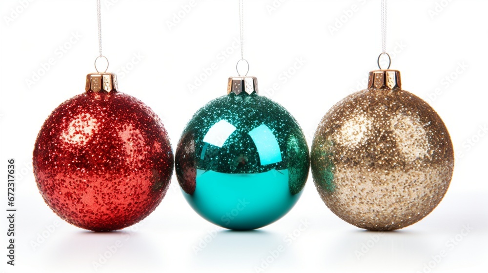 christmas balls isolated on white generated by AI christmas balls isolated on white generated by AI