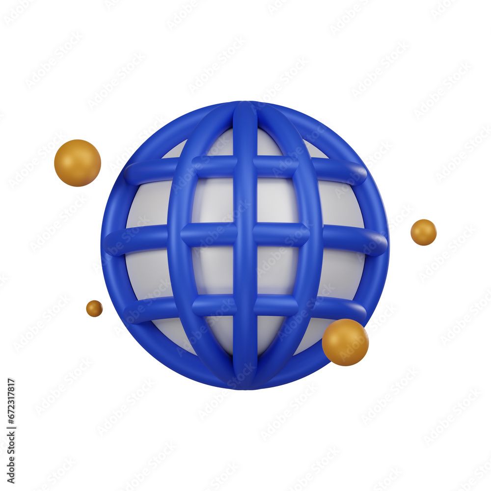 Minimal internet connection globe icon. 3d render isolated illustration. Minimal internet connection globe icon. 3d render isolated illustration.