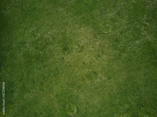Aerial drone image of a green meadow in Ukraine