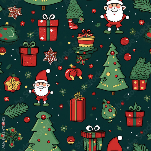 Seamless template group icon of Christmas on green background