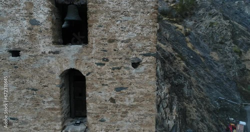 Romanesque church of Sant Serni de Canillo. Andorra. Winter. Aerial.  photo