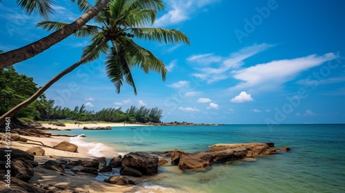 beach with palm trees generated by AI