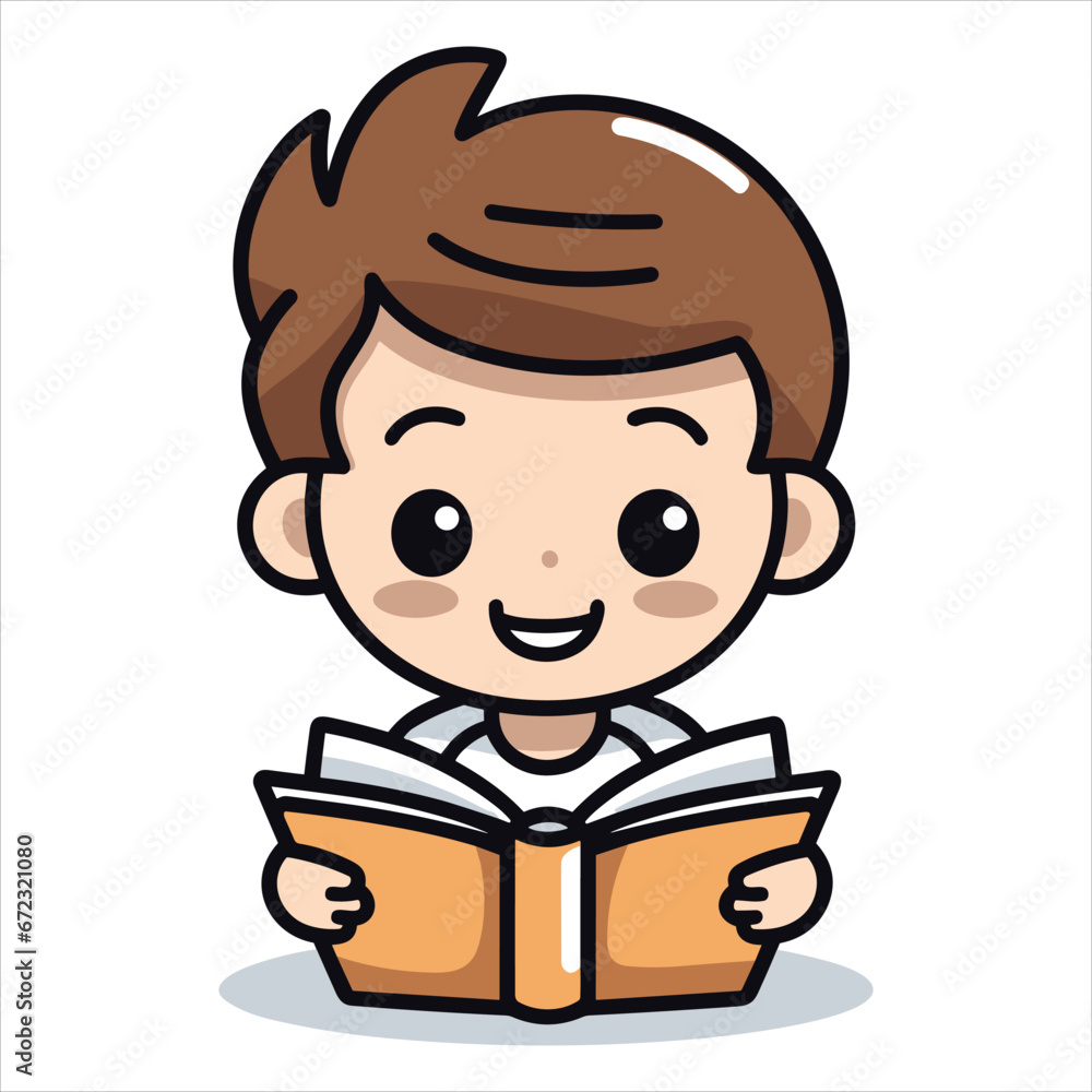 reading book cartoon vector