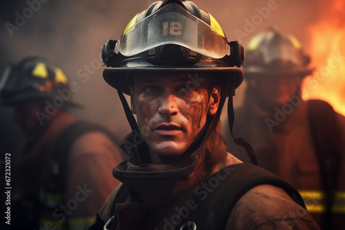 A Fireman's Contemplative Gaze in a Portrait © Sergii