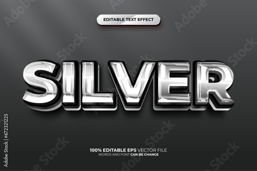 Silver 3d editable vector text effect