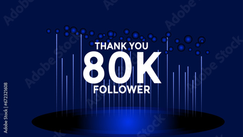 80K follower thank you vector background