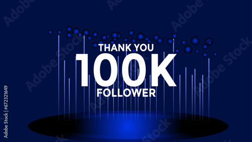100K follower thank you vector background