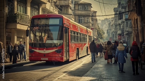 passengers near the bus generated by AI