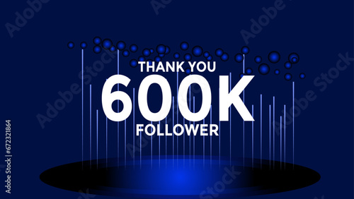600K follower thank you vector background