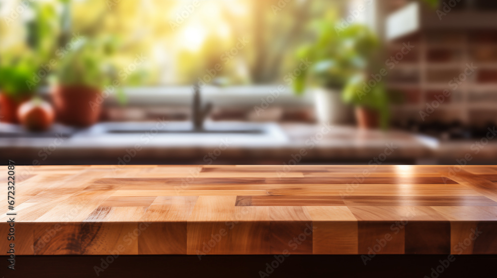 Empty kitchen table on blurred background. Empty kitchen table on blurred background.