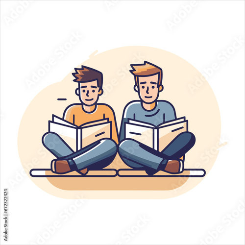 reading book cartoon vector