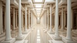 Mesmerizing symmetry cascades through the grand colonnade, evoking a sense of regal artistry within the indoor architecture of this magnificent building