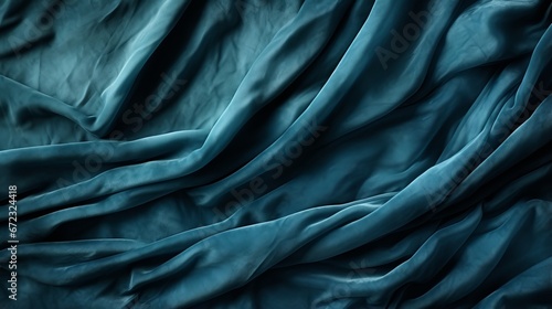 The fluid folds of a rich blue fabric envelop a figure, embodying timeless elegance and fashion forward style photo