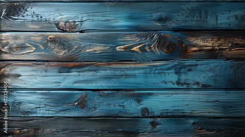 Fluid teal strokes dance upon a canvas of blue wood knots, capturing the untamed essence of water in a wild abstract painting photo